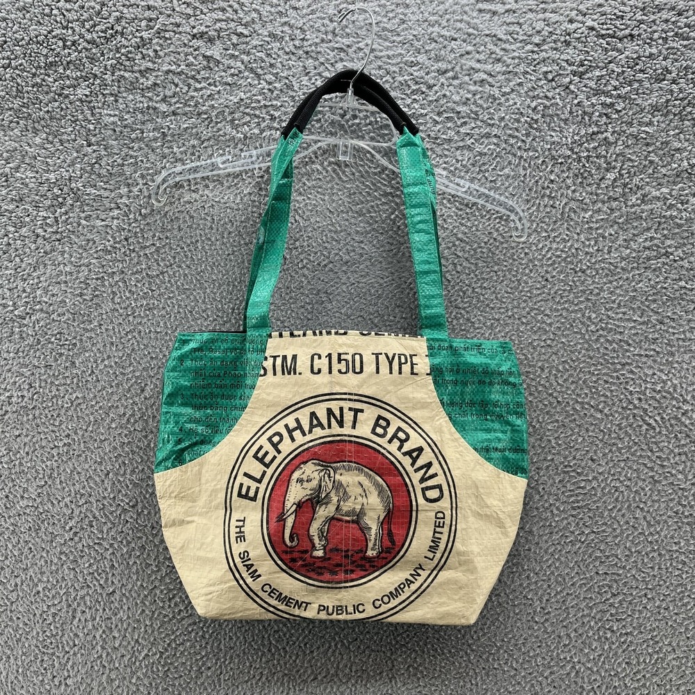 Elephant Brand Tote Bag Womens Medium Green Packable Graphic Print Recycled